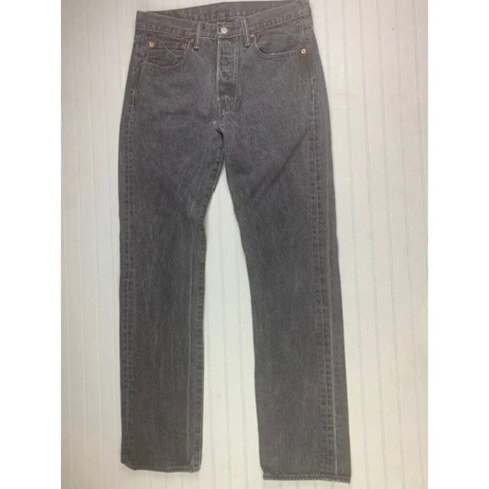 Levi 501 Mens Jeans Size 32x34 (Actual Inseam 33) Button Fly Black Straight